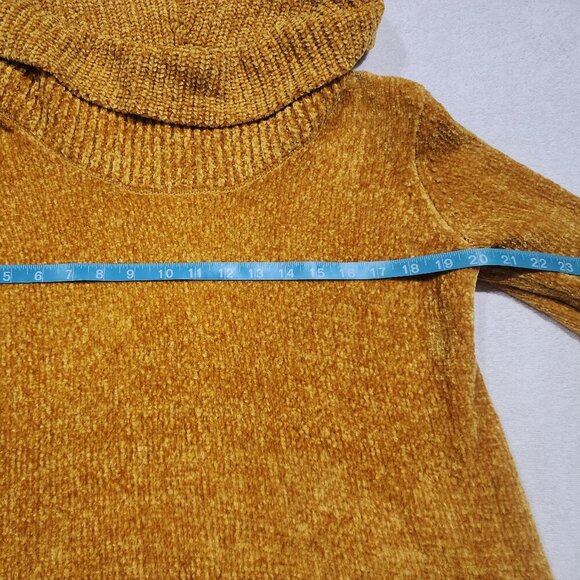 Golden Yellow Cowl Neck Sweater Large Chenile - Picture 3 of 5